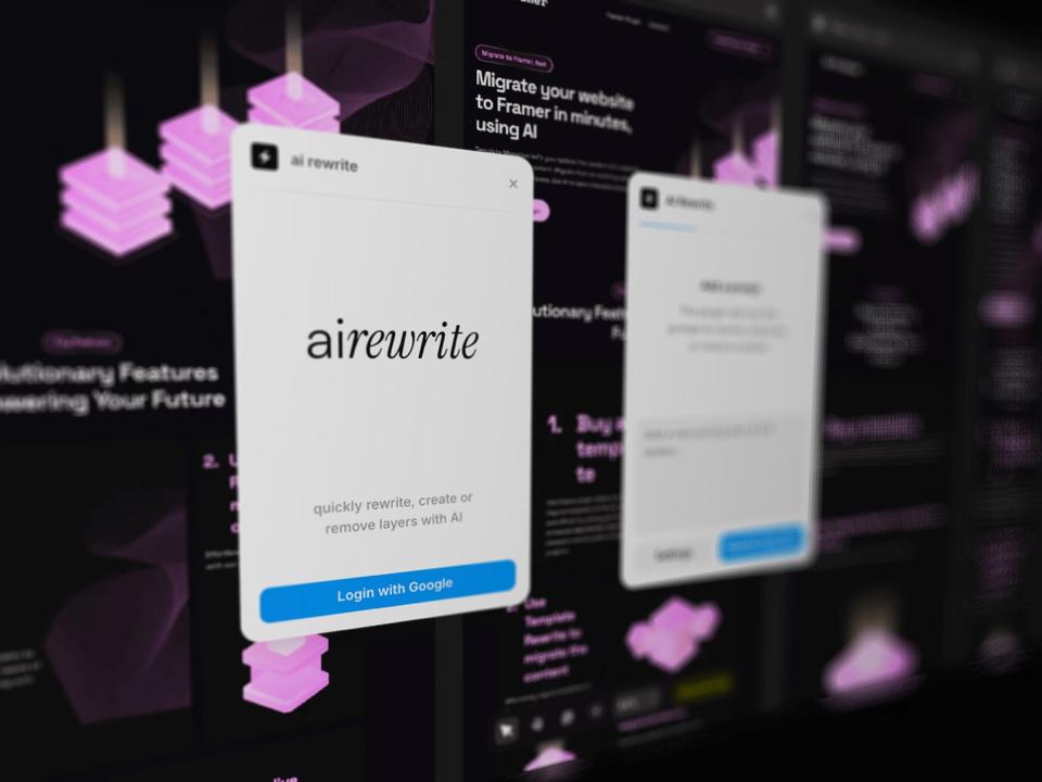 Screenshot of the AI Rewrite plugin for Framer