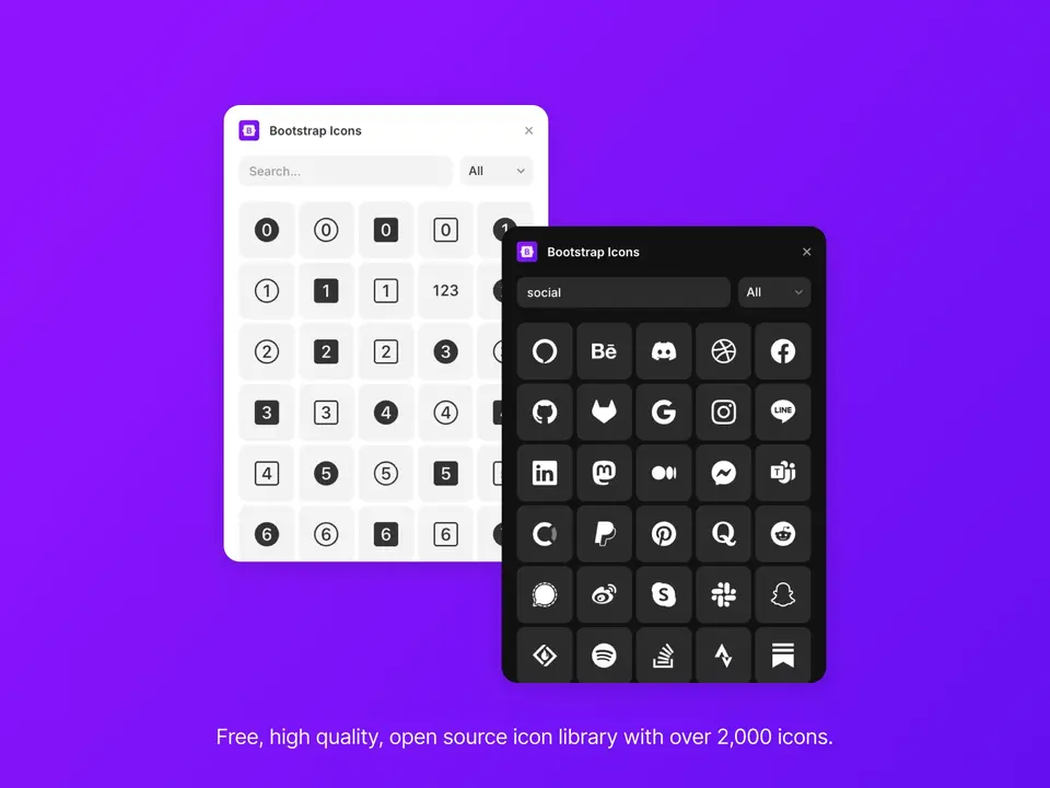 Screenshot of the Bootstrap Icons plugin for Framer