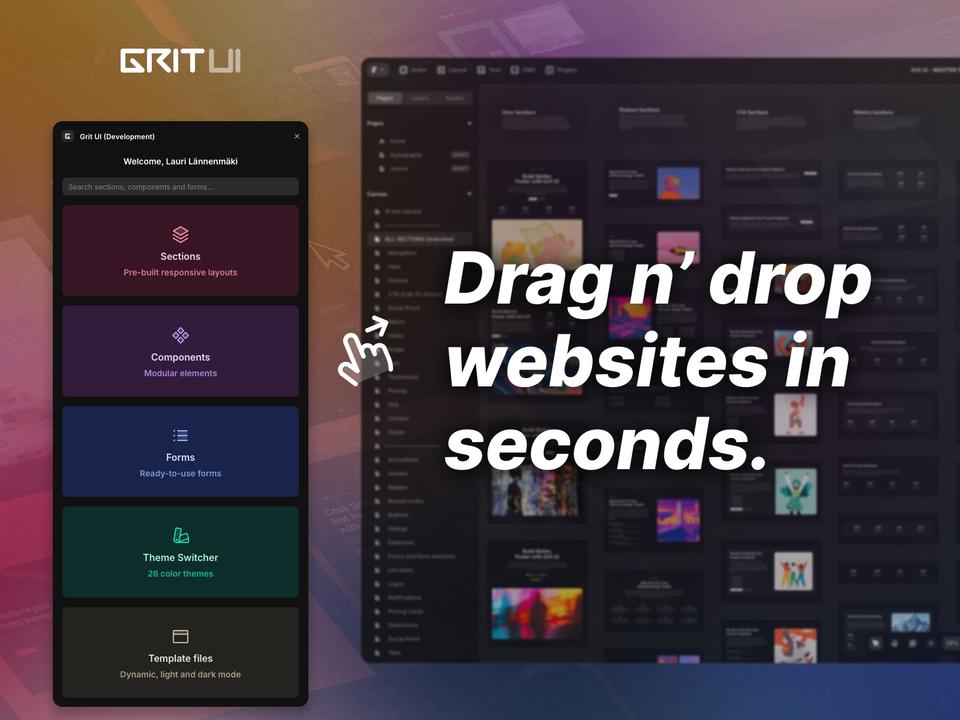 Screenshot of the Grit UI plugin for Framer